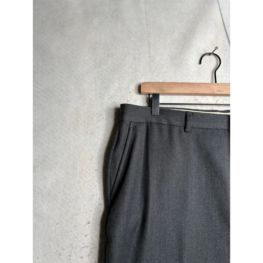 Orvis Mens 38 100% Wool Dress Pants Gray Flat Front Straight Leg USA Made
